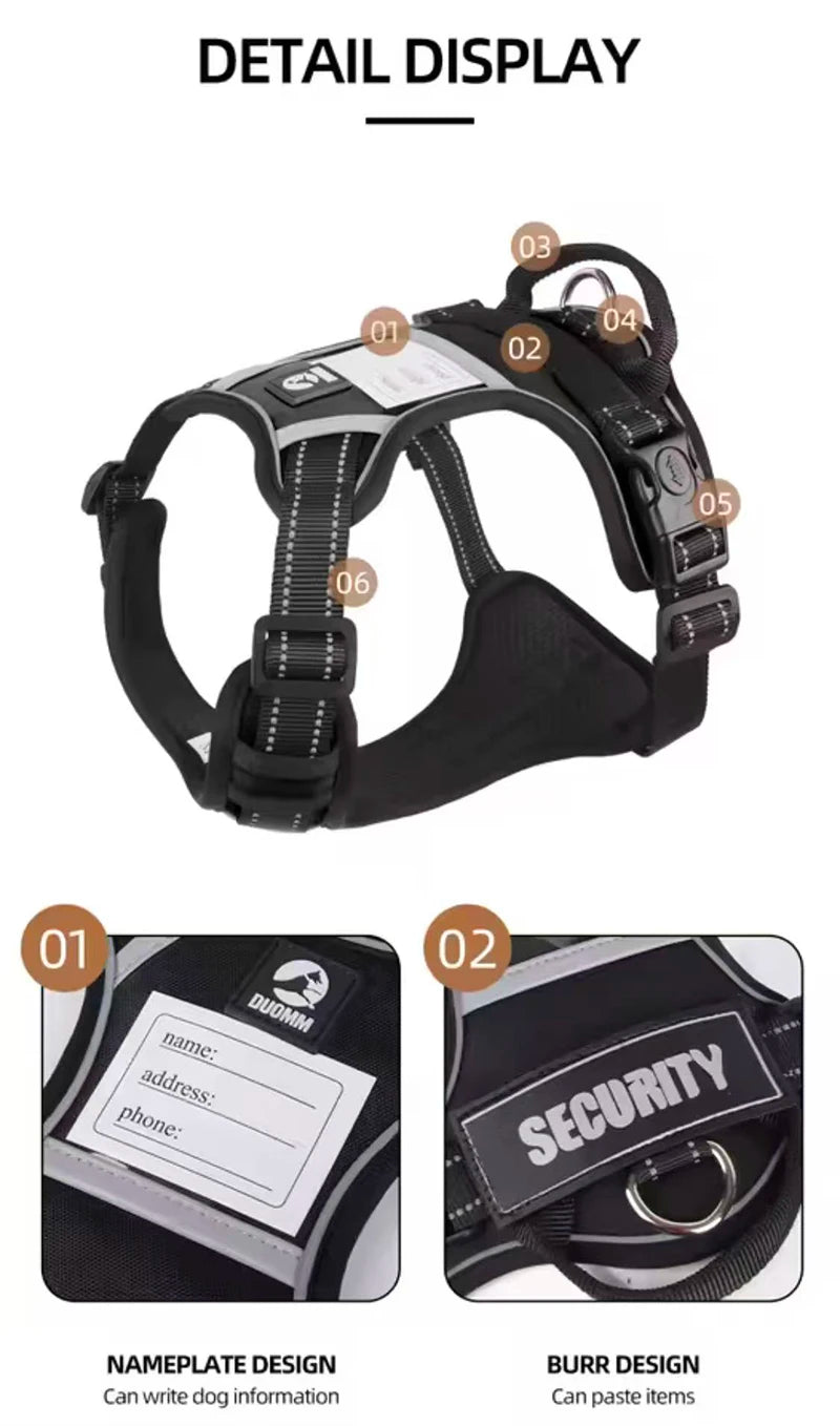 Reflective No-Pull Dog Vest Harness with Name Card