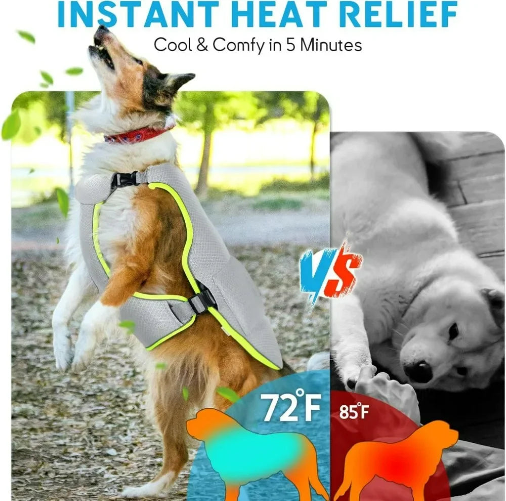 Breathable Mesh Dog Cooling Jacket with Ice Pack & Sun Protection — All Sizes