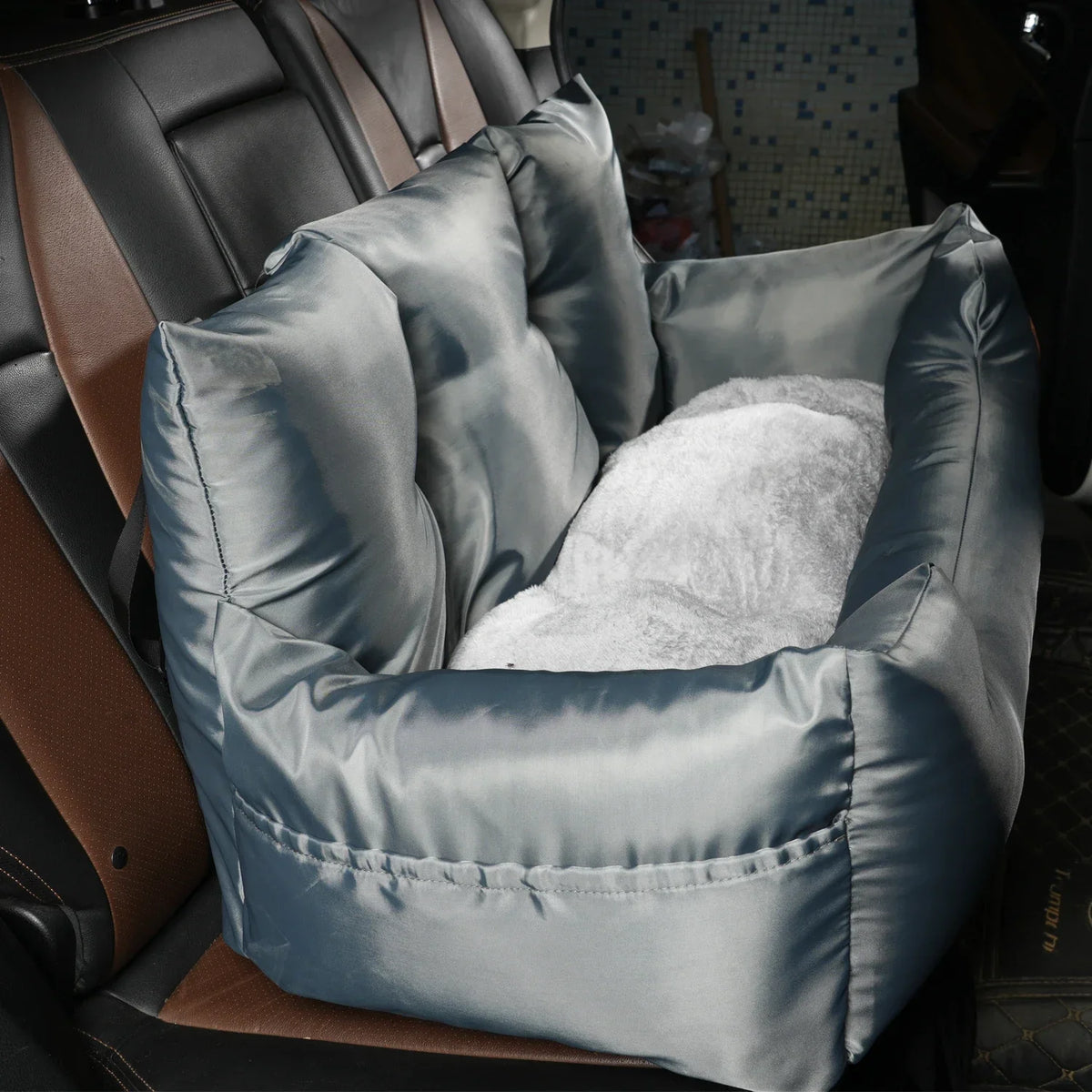Rear Seat Dog Travel Bed with Removable Cover
