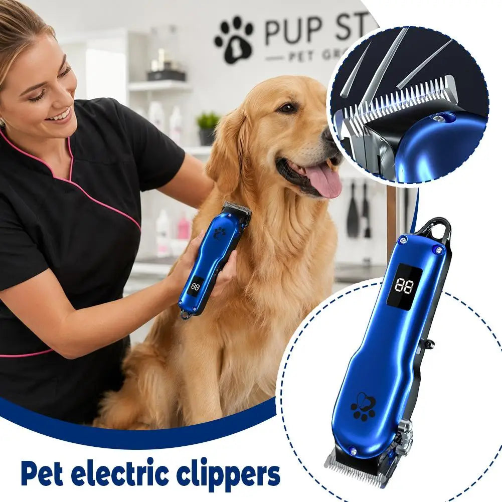 Professional Cordless Pet Grooming Clipper with LCD Display — Ultra-Quiet