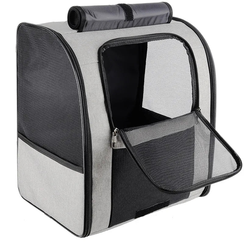 Foldable Breathable Pet Carrier Backpack – Shoulder Bag for Cats & Small Dogs