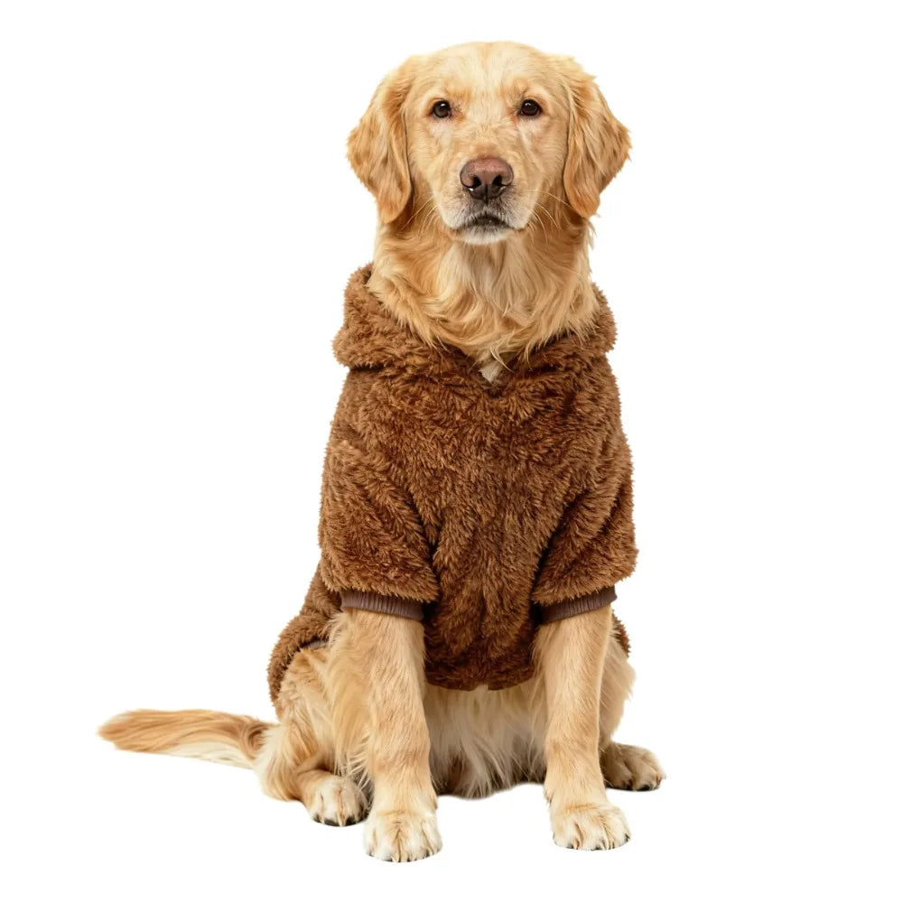 Plush Fleece Dog Hoodie | Soft Warm Winter Outdoor Coat for Medium & Large Dogs