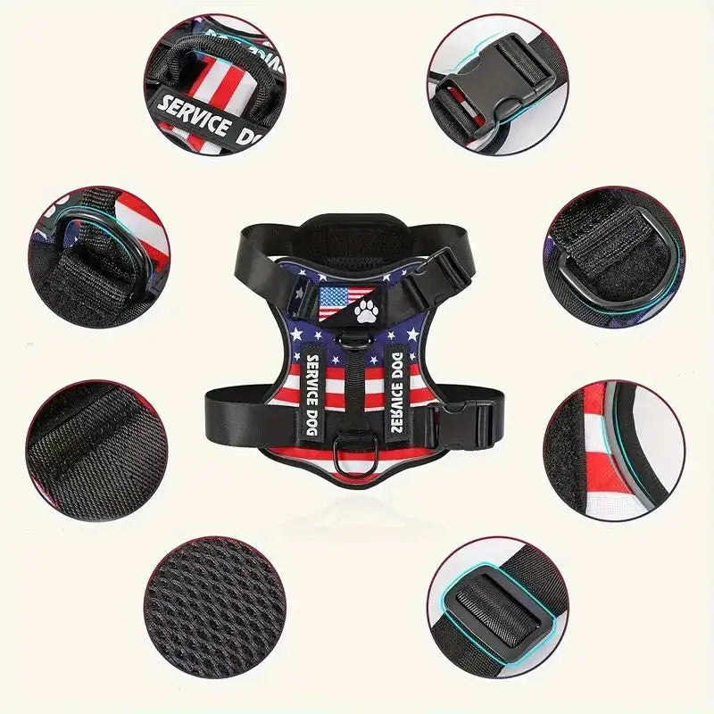 Escape-Proof No-Pull Dog Harness & Lead Set with Reflective Strips