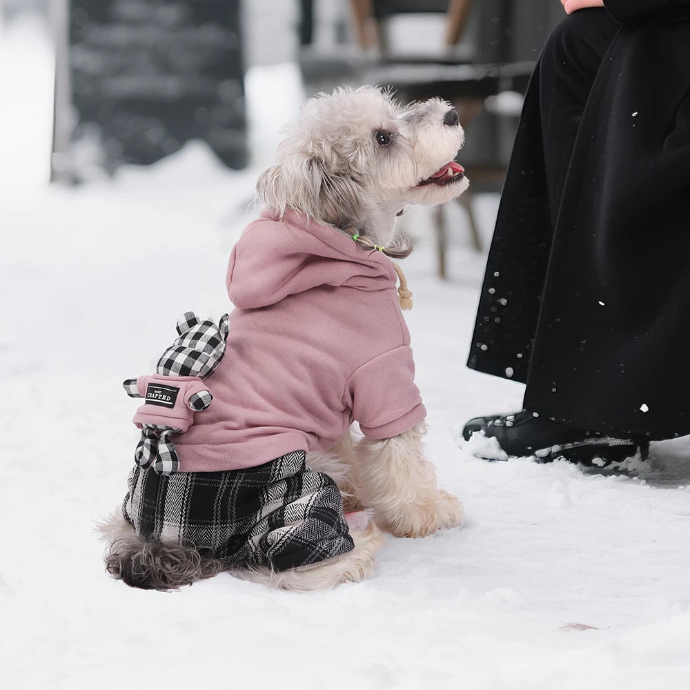 Thickened Fleece Dog Jumpsuit with Hood
