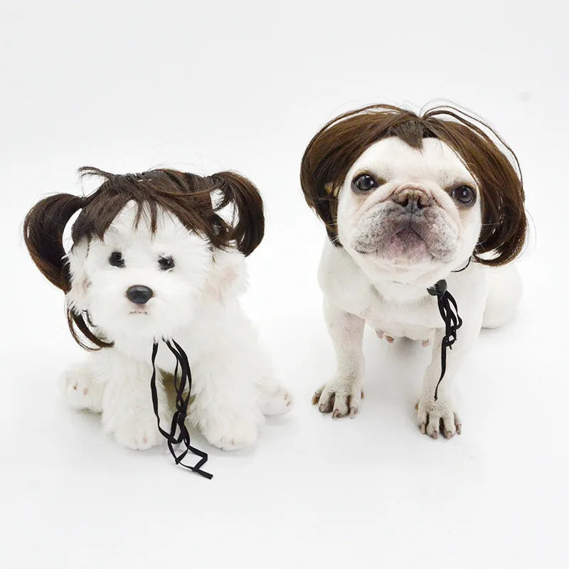 Pet Halloween Wig - Curly & Straight Hair Costume Accessory for Dogs & Cats