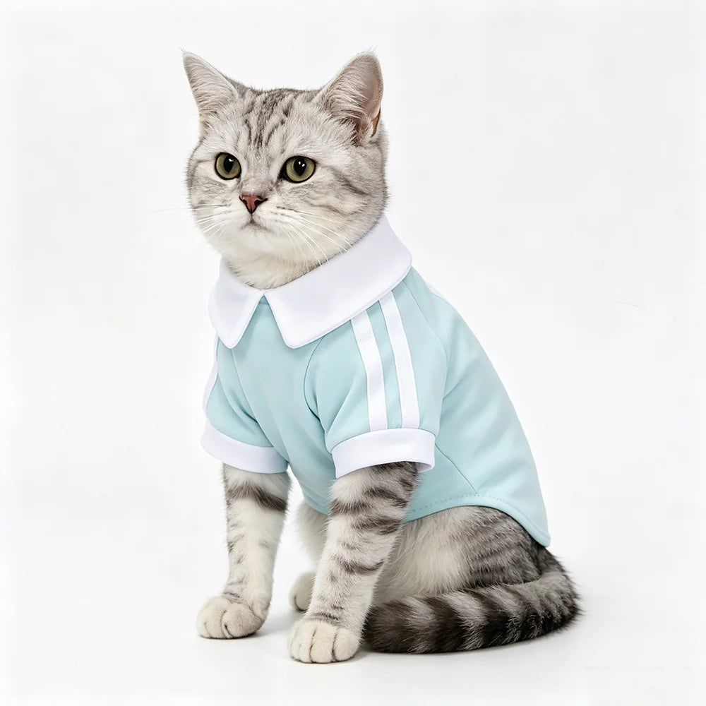 Striped Sport Polo T-Shirt for Cats & Small Dogs