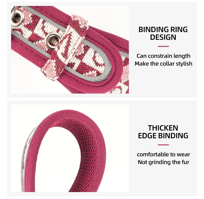 Wide Reflective Dog Collar with No-Pressure Fit