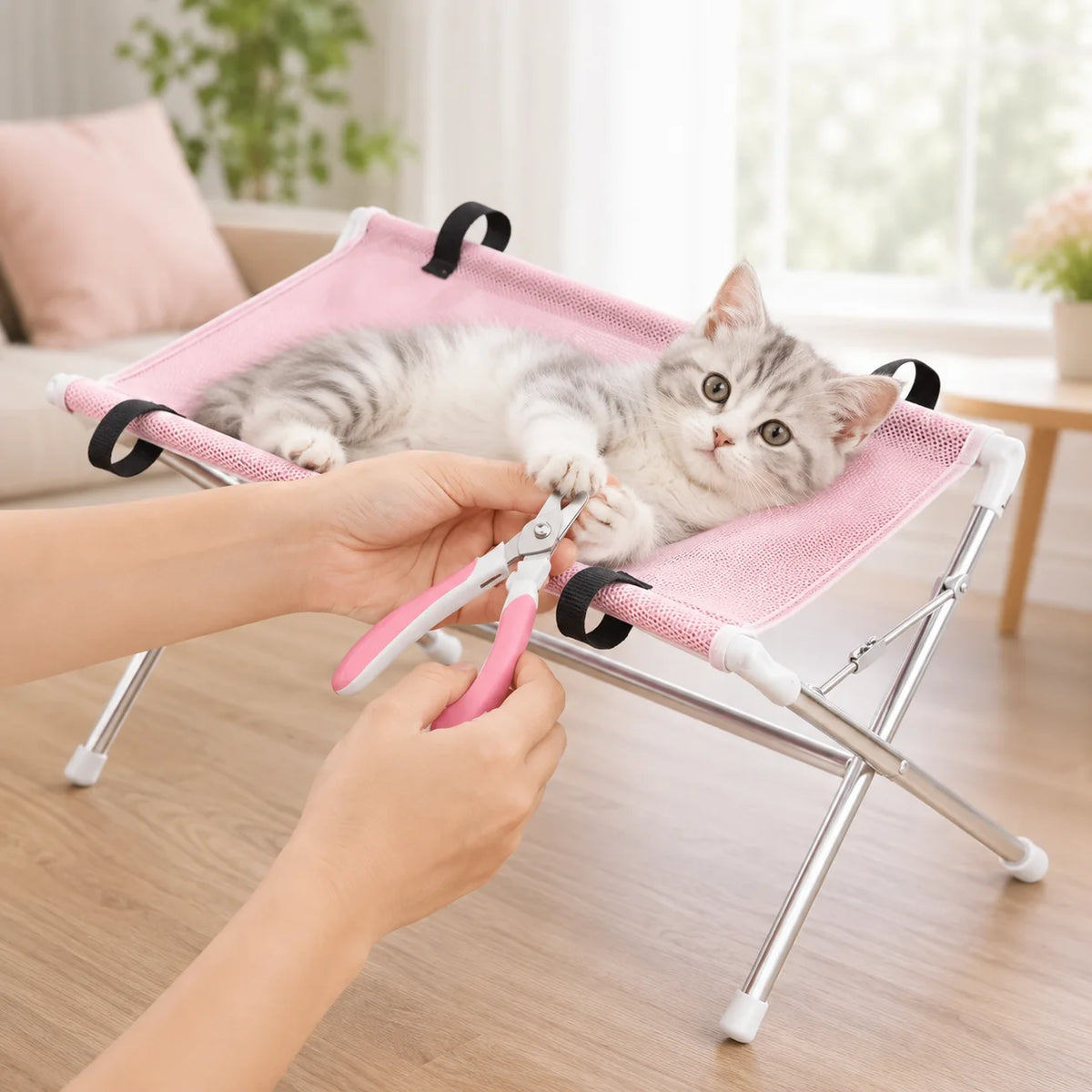 Portable Pet Grooming Bath Hammock Stand for Small Dogs & Cats