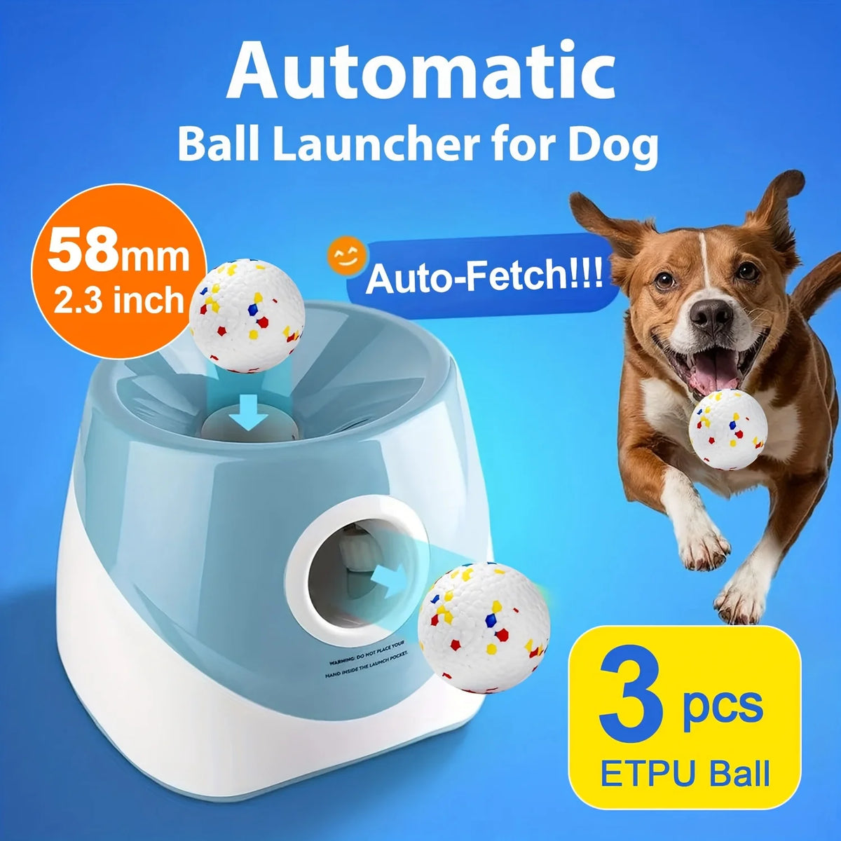 Automatic Dog Ball Launcher with 3 ETPU Balls
