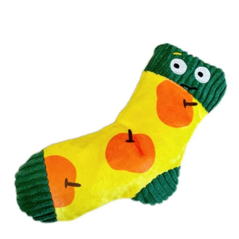 Plush Squeaky Sock Dog Toy with Sniff & Hide Feature