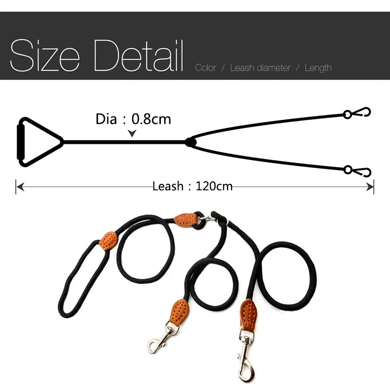 Double laisse en Y pour chien (120 cm)