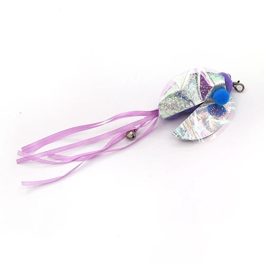 Feather Wand Cat Toy with Bell & Worm String - Interactive Teaser Set