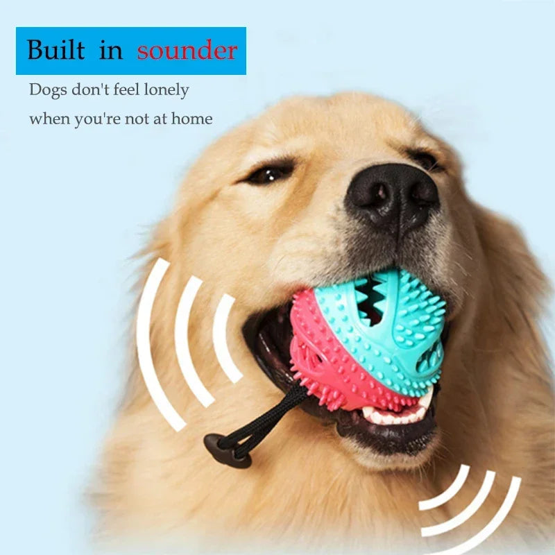 Interactive Rubber Food Dispenser Ball with Bell - Dog Chew Toy