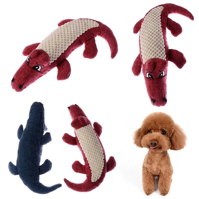Squeaky Plush Crocodile Chew Toy for Dogs