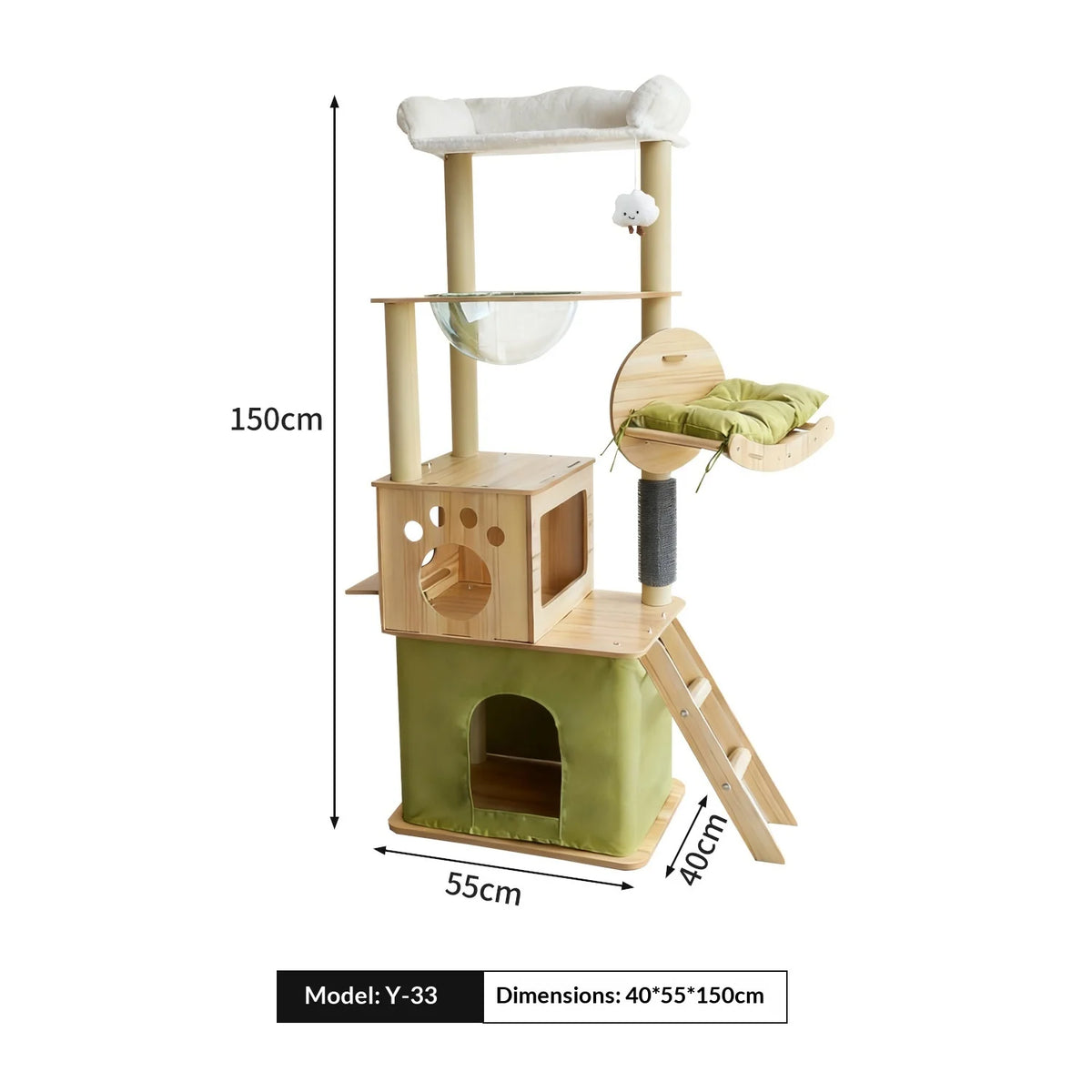 Wooden Cat Tree with Capsule House