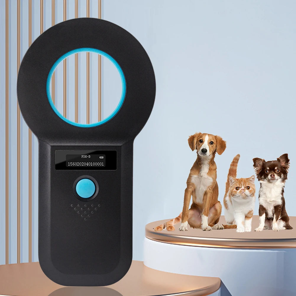 Handheld Pet Microchip Scanner | RFID & EMID Reader with OLED Display