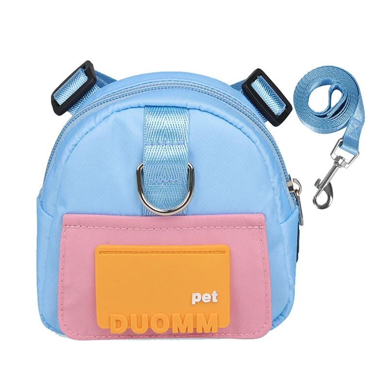 Adjustable Dog Harness with Snack Bag Backpack
