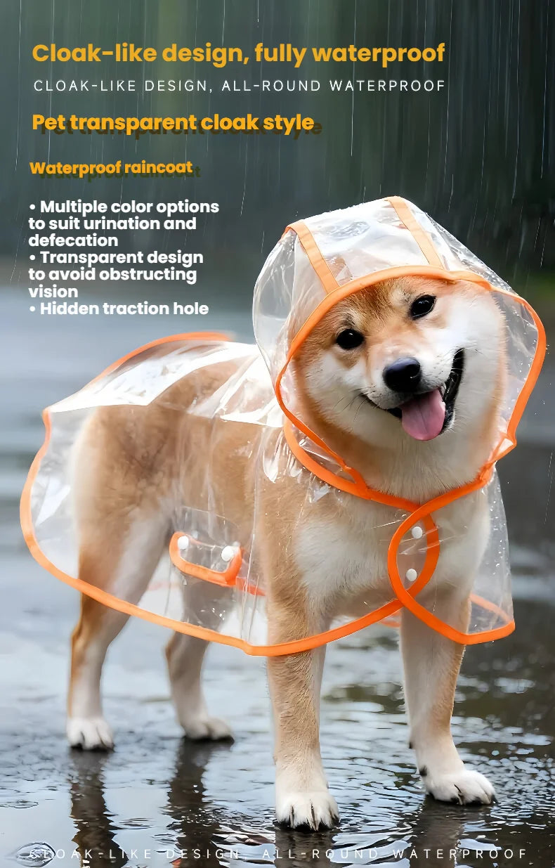 Imperméable transparent pour chiens et chats, cape poncho | Manteau de pluie coupe-vent pour petits chiens et chiots