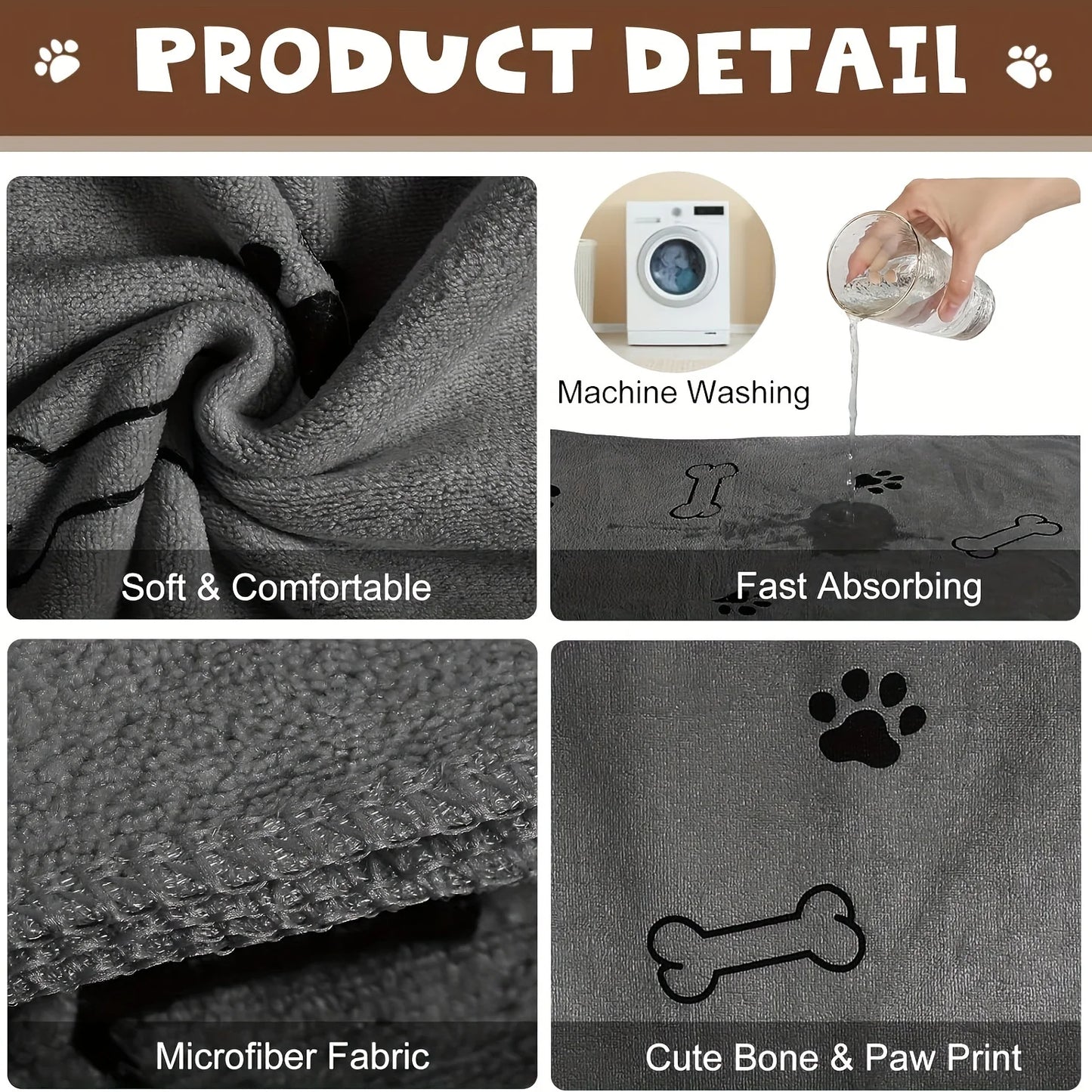 Serviette pour animaux de compagnie en microfibre à séchage rapide - Serviette de bain super absorbante pour chiens et chats