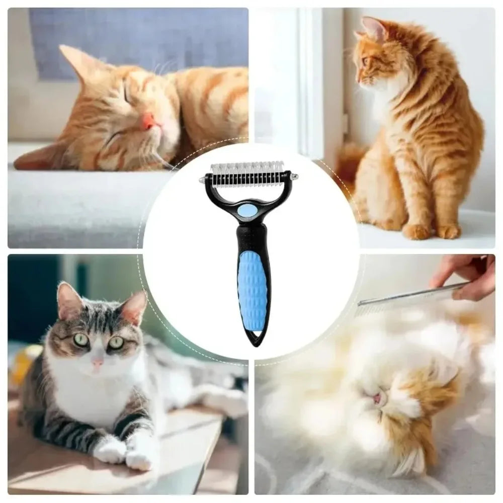 Double-Sided Stainless Steel Pet Grooming Comb – Detangling & Dematting Brush for Dogs & Cats