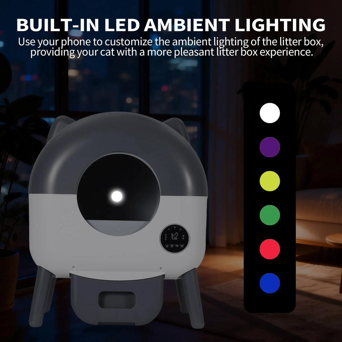 76L Self-Cleaning Cat Litter Box | 15-Day Waste Bin | ≤35dB Quiet | LED Night Light | App Control
