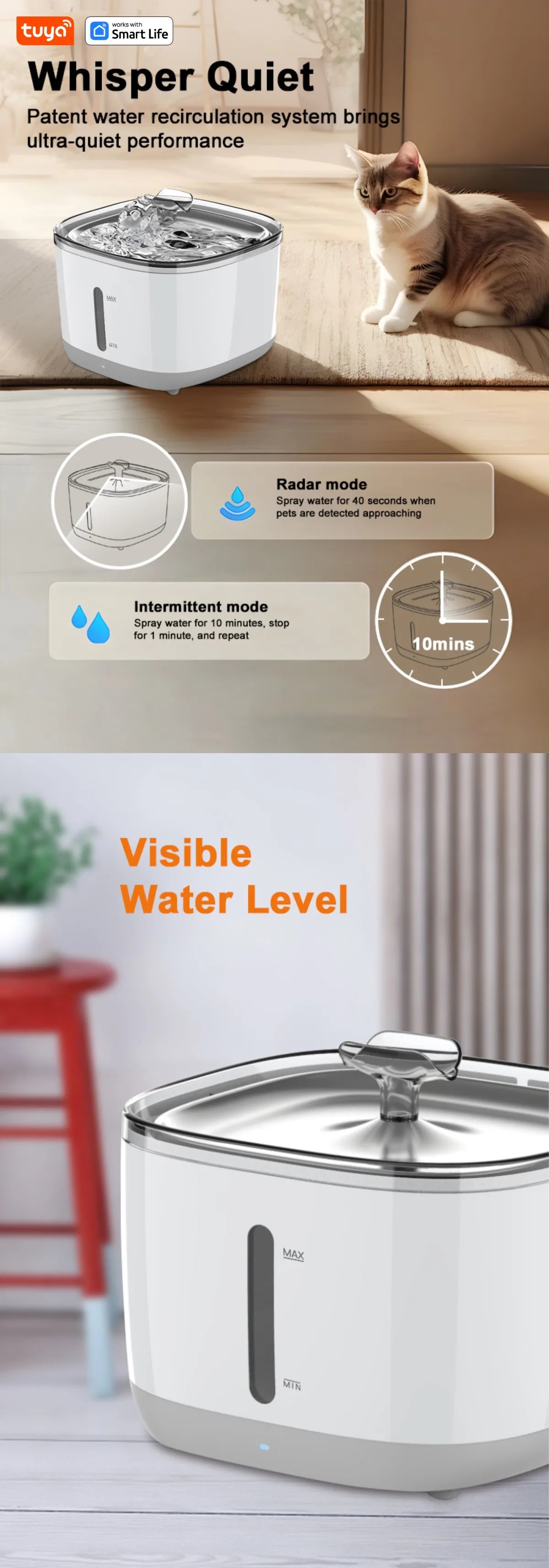 2.5L Smart Cat Water Fountain — App-Controlled with Stainless Steel Bowl & 3 Filters