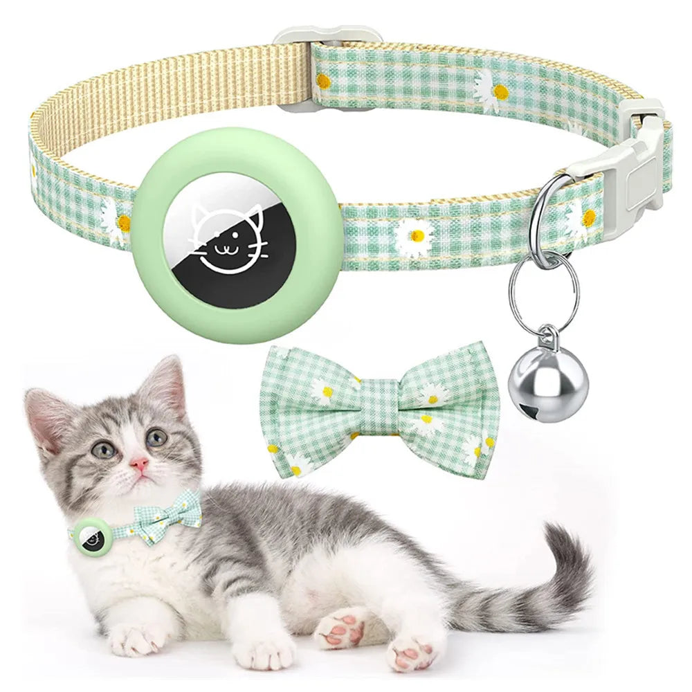 Collier de chat à dégagement rapide avec support AirTag et clochette