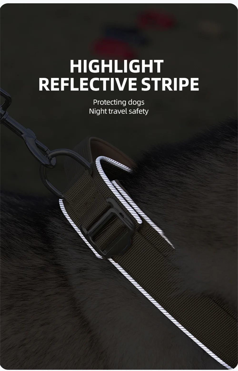 Padded Reflective Tactical Dog Collar for Medium & Large Dogs