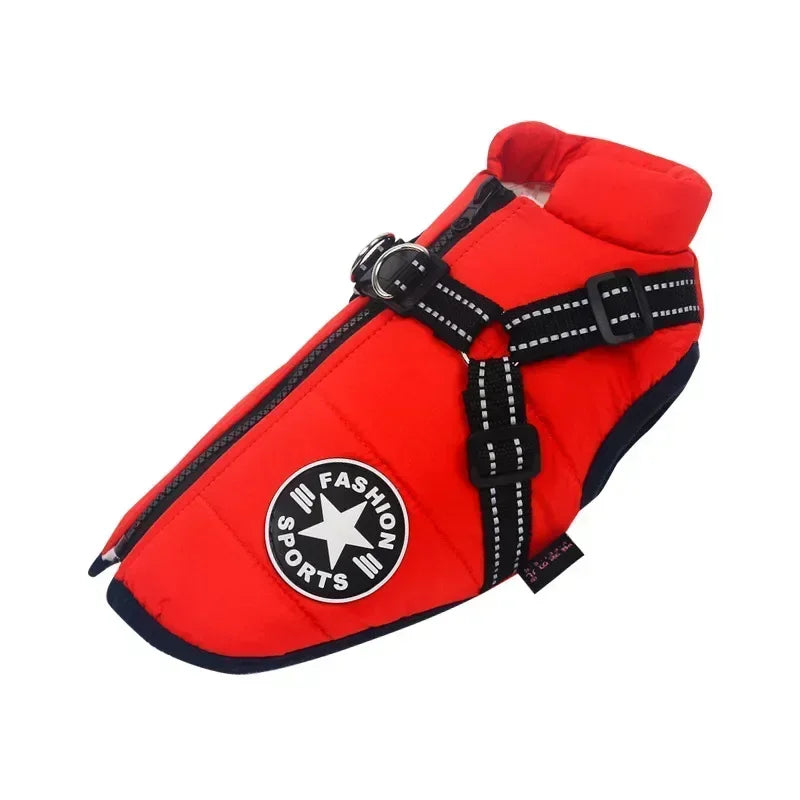 Waterproof Fleece Dog Jacket with Harness
