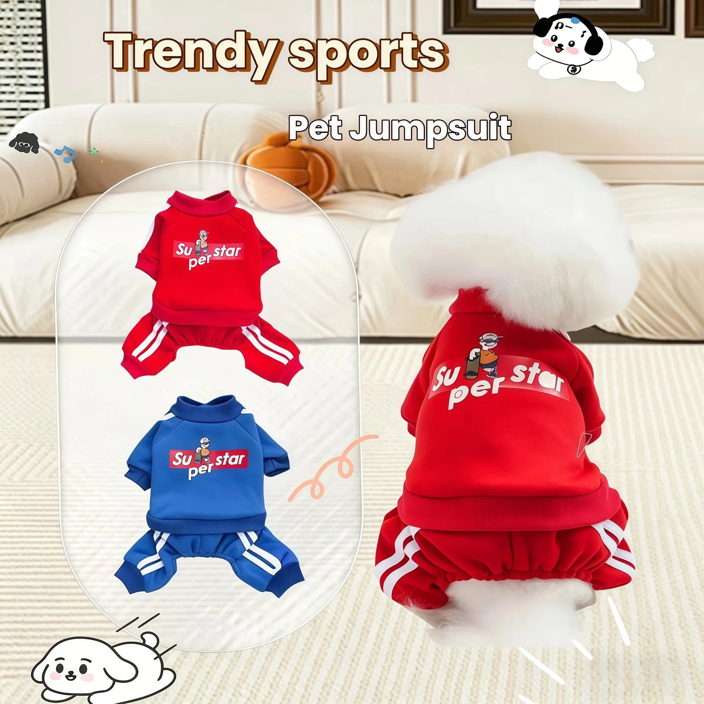Fleece Hoodie Jumpsuit for Dogs & Cats