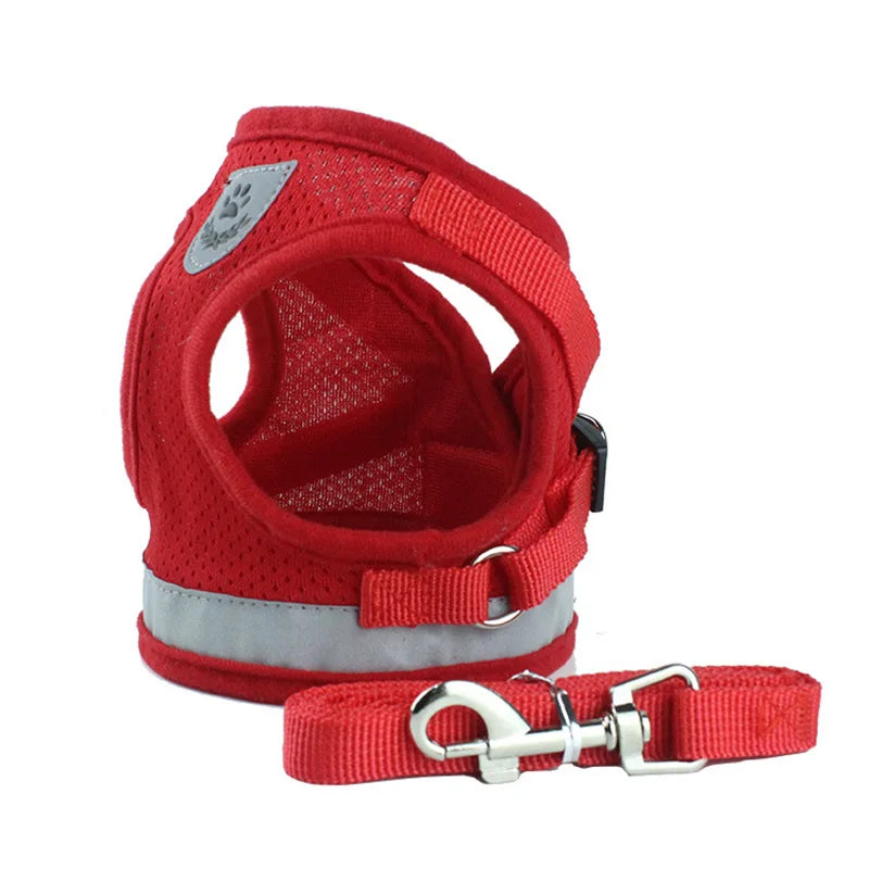 Adjustable Mesh & Plaid Cat Harness and Leash Set