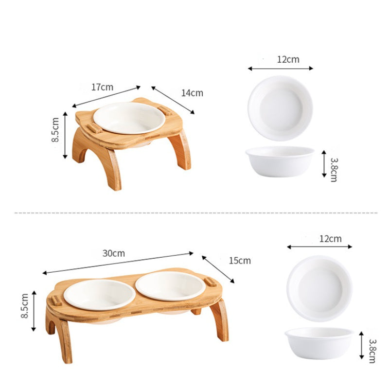 Gamelles surélevées pour chats - Gamelles surélevées en bambou pour chats et petits chiens