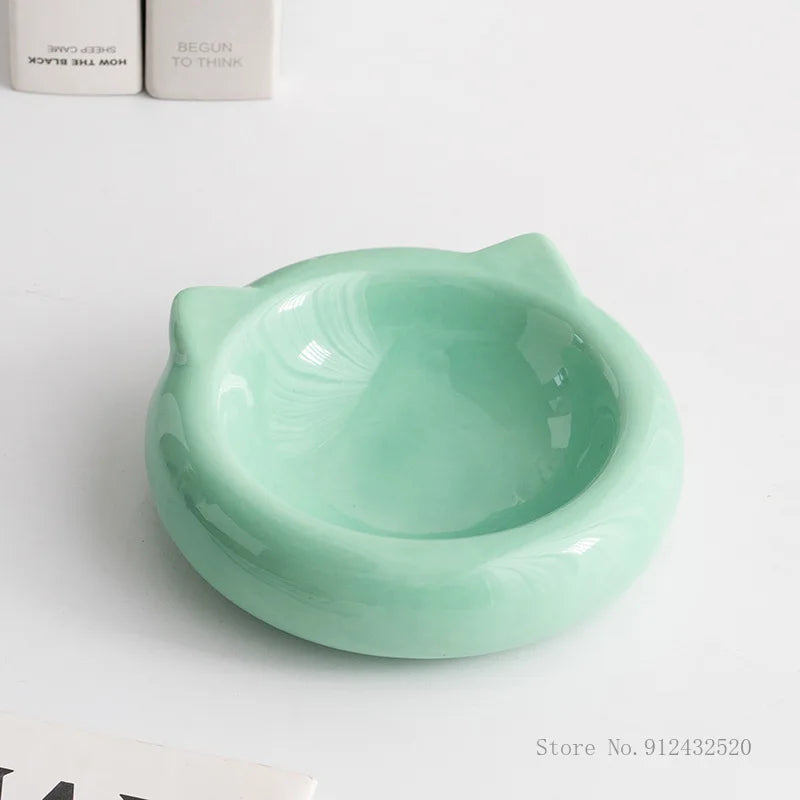 Cat Ear Ceramic Pet Bowl – Anti-Tip Food & Water Dish