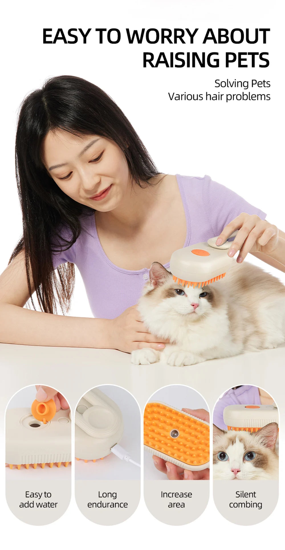 Newest Cat Dog Spray Comb Pet Grooming Accessories Multi Functional Cats Massage Brush Hair Removal Combs Cepillo Vapor Gato
