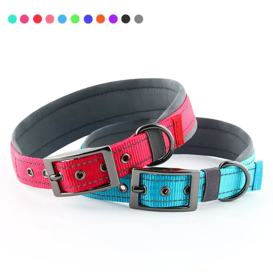 Padded Reflective Dog Collar | Adjustable Heavy-Duty Nylon & Neoprene