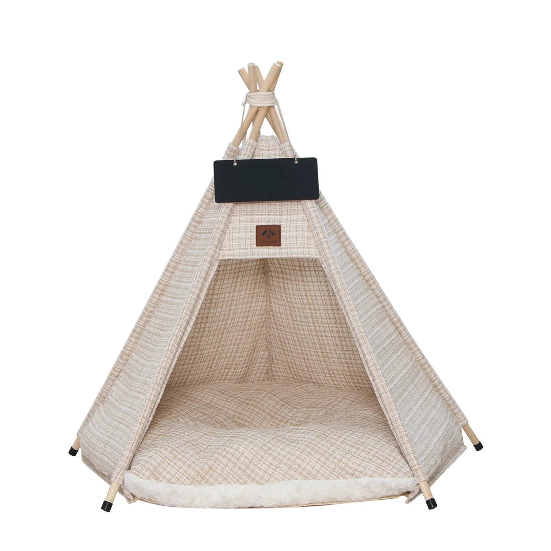 Indoor Pet Teepee Tent Bed with Thick Cushion – Canvas, Washable
