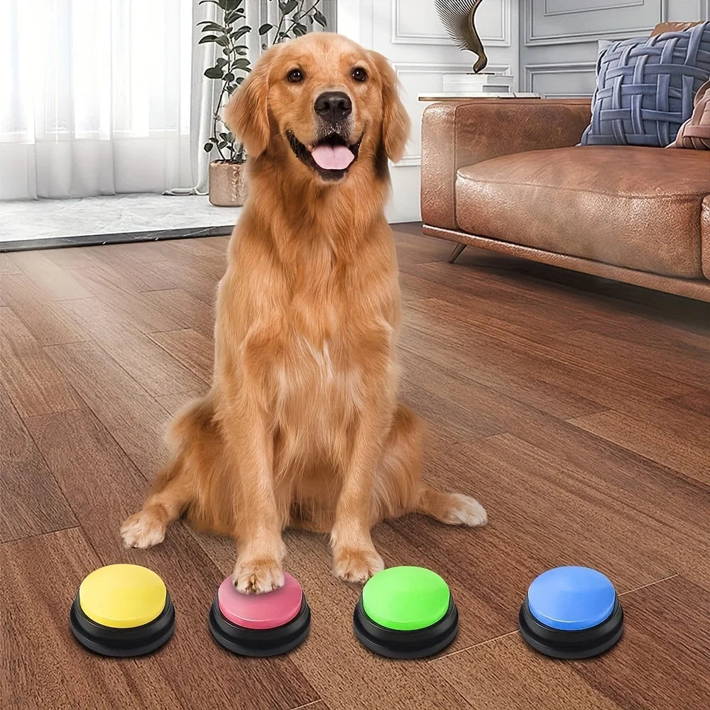 Boutons de communication pour animaux de compagnie - 4 buzzers enregistreurs vocaux pour chiens