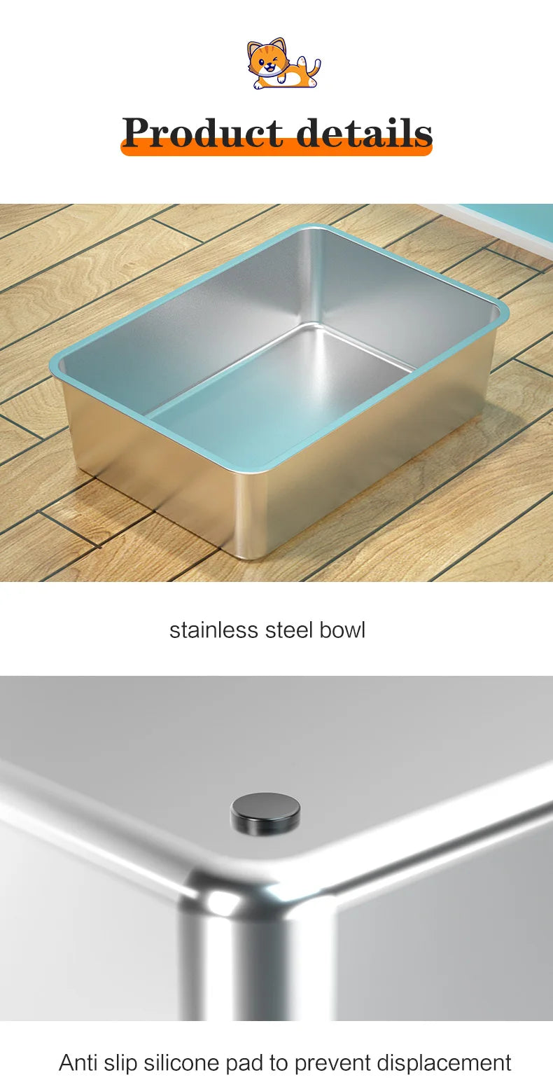 Extra Large Enclosed Stainless Steel Cat Litter Box with Lid