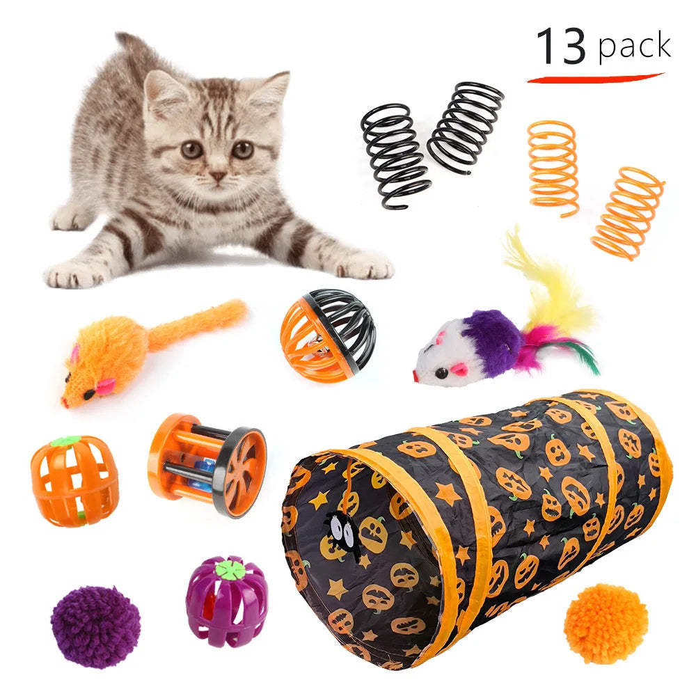 Halloween Cat Toy Variety Set with Wand, Mouse and Bell