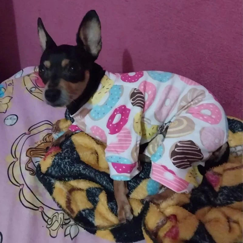 Soft Cotton Printed Pyjama Jumpsuit for Small Dogs
