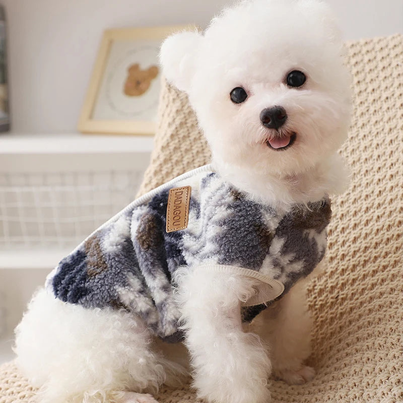 Floral Print Coral Fleece Jacket for Cats & Small Dogs