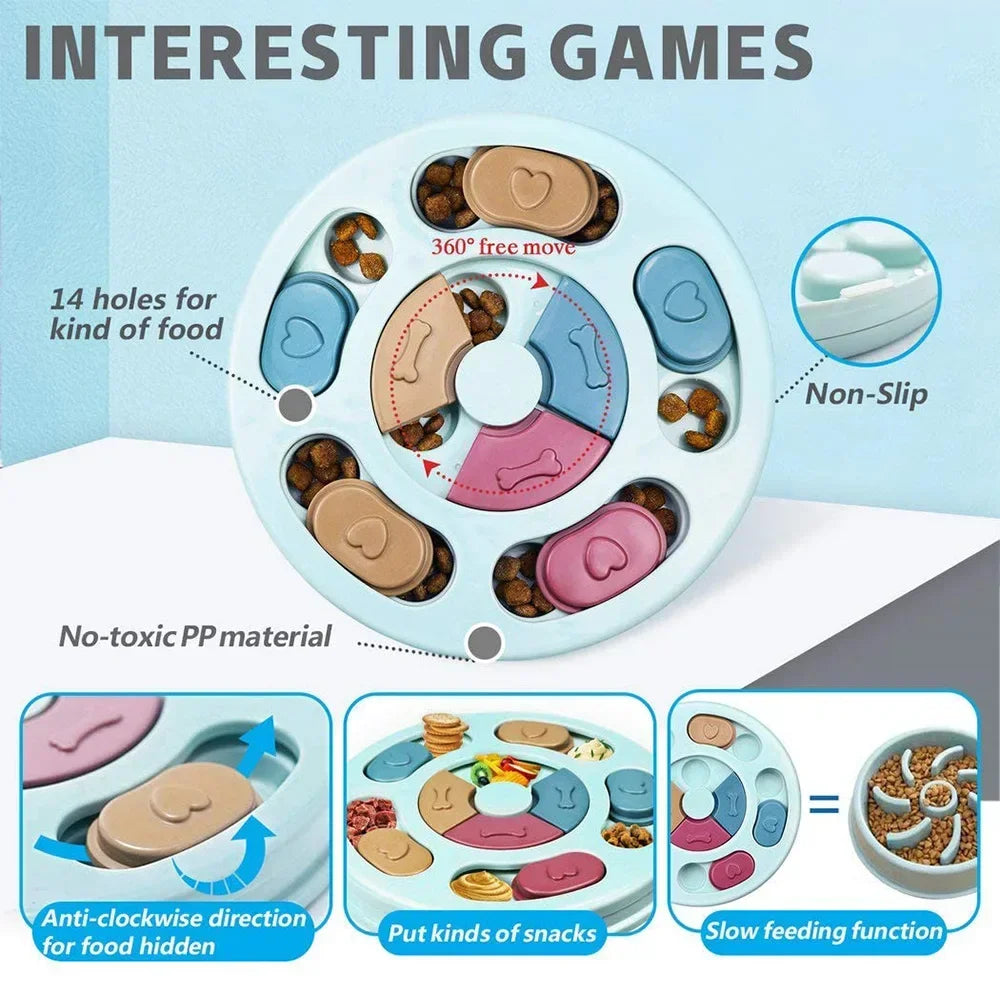 Non-Slip Puzzle Slow Feeder Bowl – Interactive Food Game for Dogs & Cats