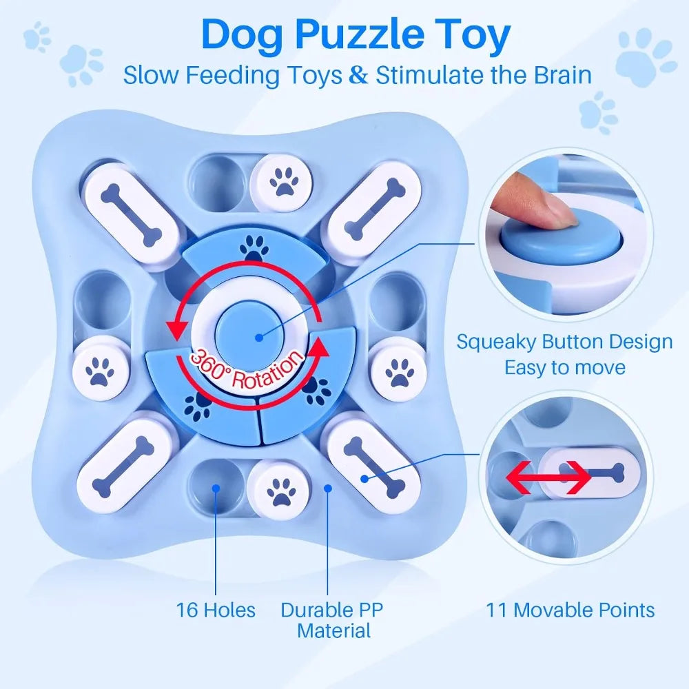 Interactive Dog Treat Puzzle Toy with Squeaker