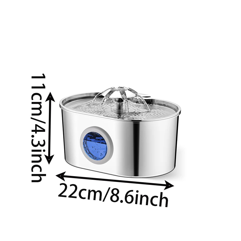 Automatic Cat Water Fountain Stainless Steel Pet Fountain Dog Water Dispenser With USB Electric Ultra-Quiet Pump Cat Supplies