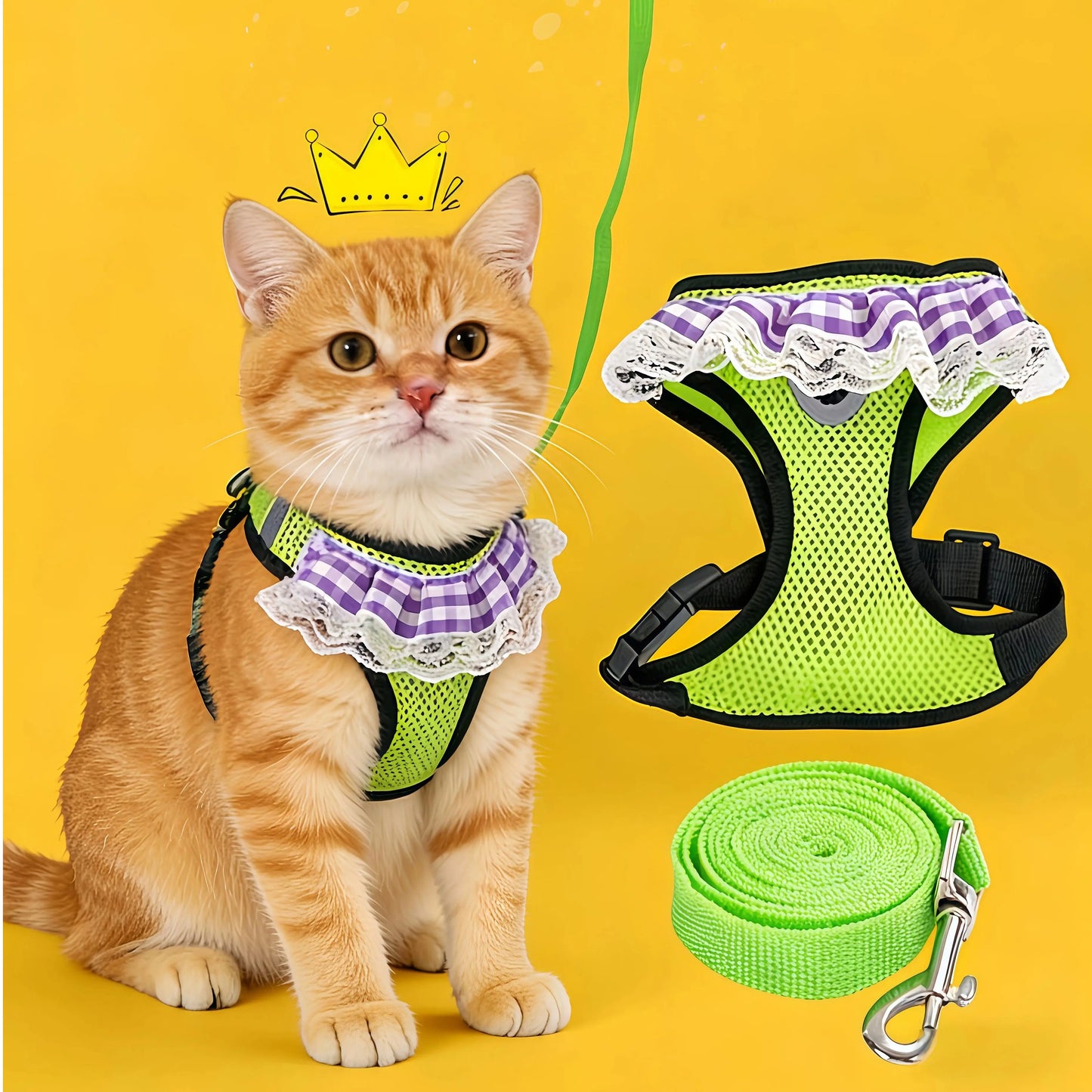 Harnais et laisse pour chien et chat anti-évasion en maille | Harnais de marche réfléchissant réglable pour petits animaux de compagnie