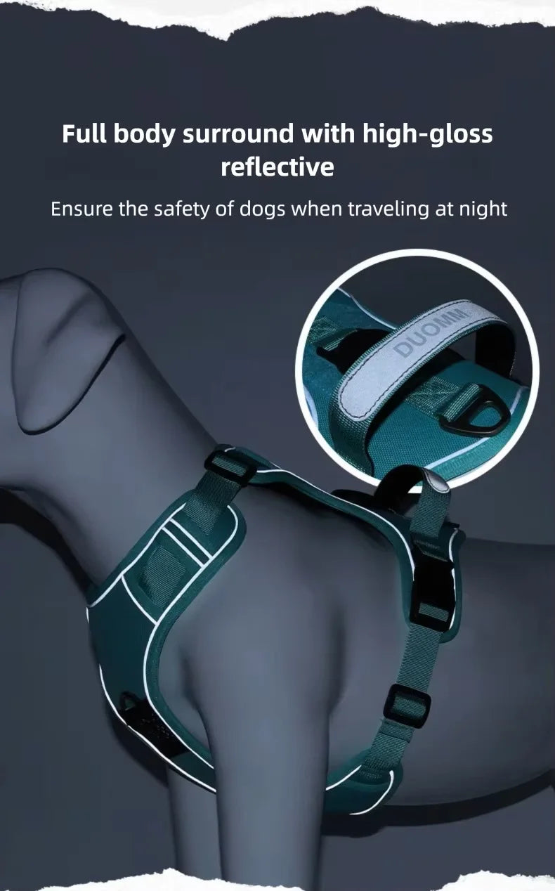 Tactical No-Pull Dog Harness with AirTag Holder – Reflective Vest for Medium & Large Dogs