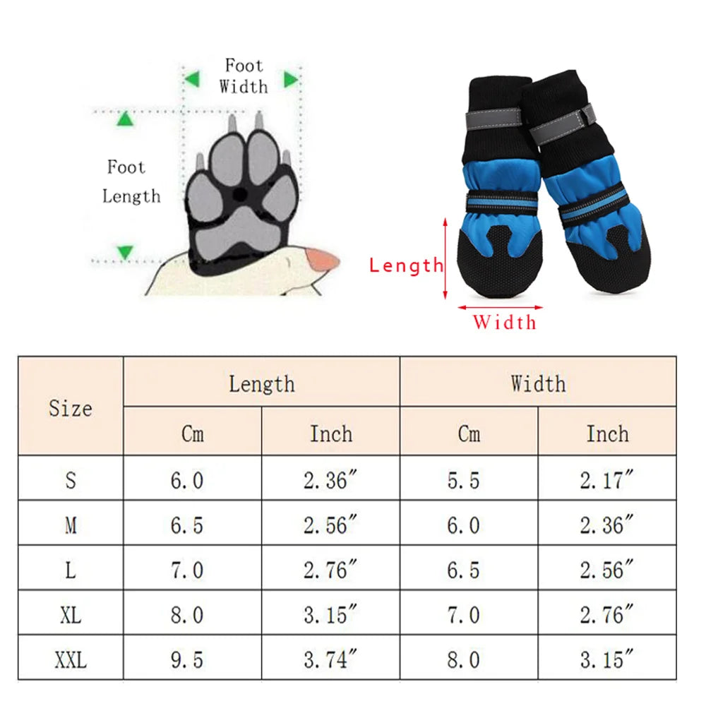 Waterproof Reflective Dog Ankle Boots with Cotton Lining