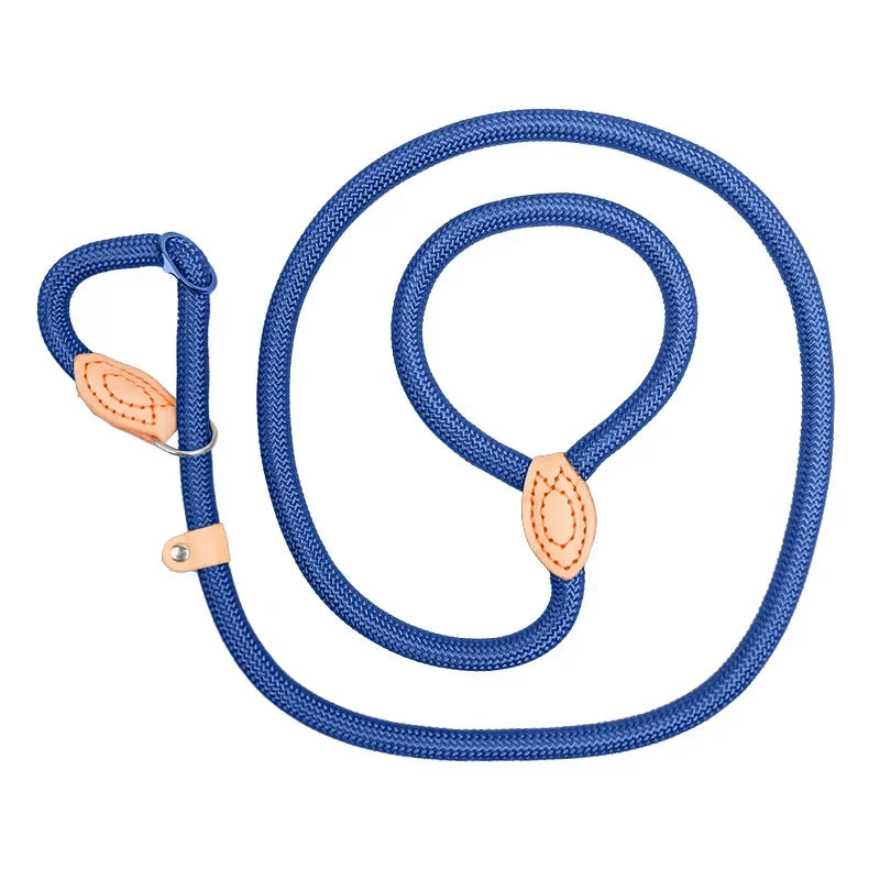 Laisse-collier chien - Corde tressée robuste avec boucle réglable pour grands chiens