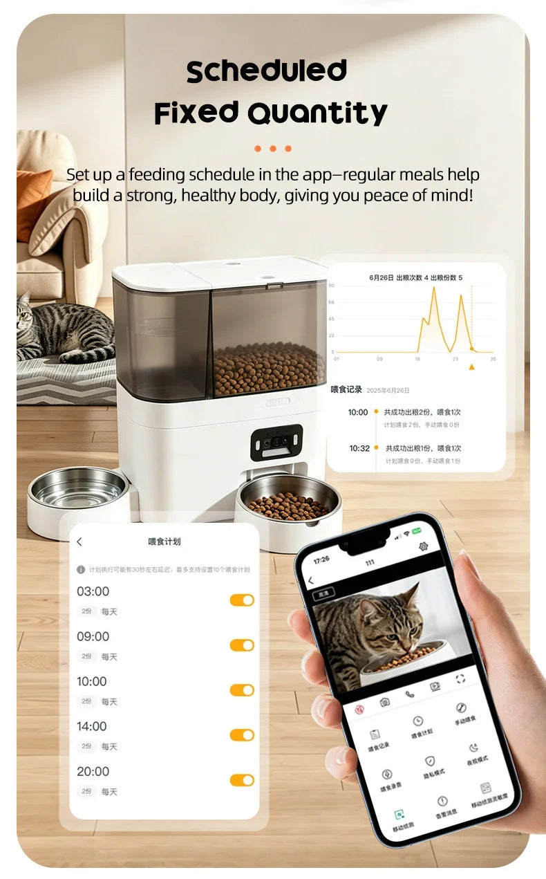 5L+3L Smart Automatic Pet Feeder with Camera & Water Dispenser