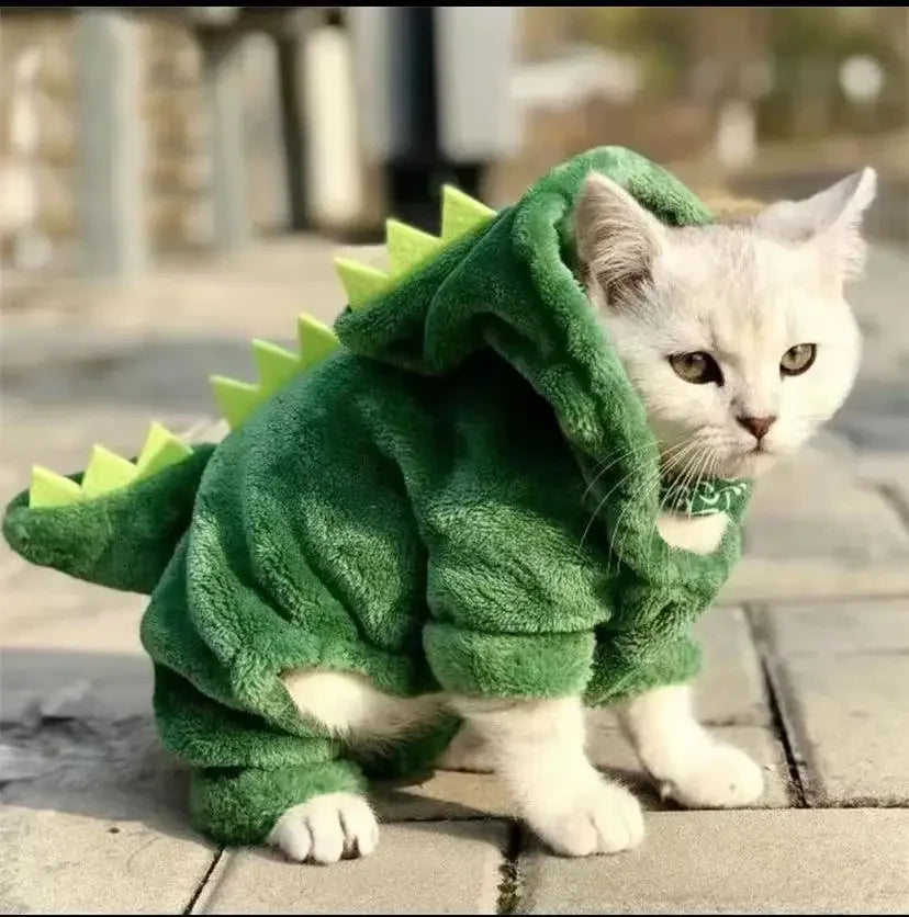 Dinosaur Pet Costume - Fleece Hoodie for Small Dogs & Cats